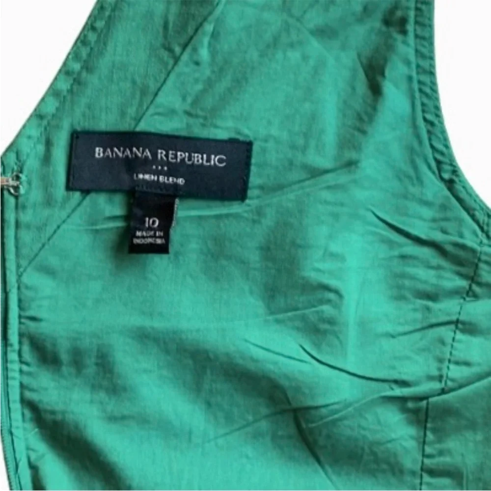 Banana Republic Green Linen-Blend Seam Bodice Maxi Dress size 10 - Picture 8 of 10